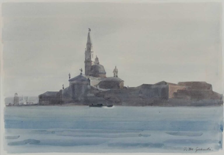 Italo De Grandi : San Giorgio Maggiore par temps gris